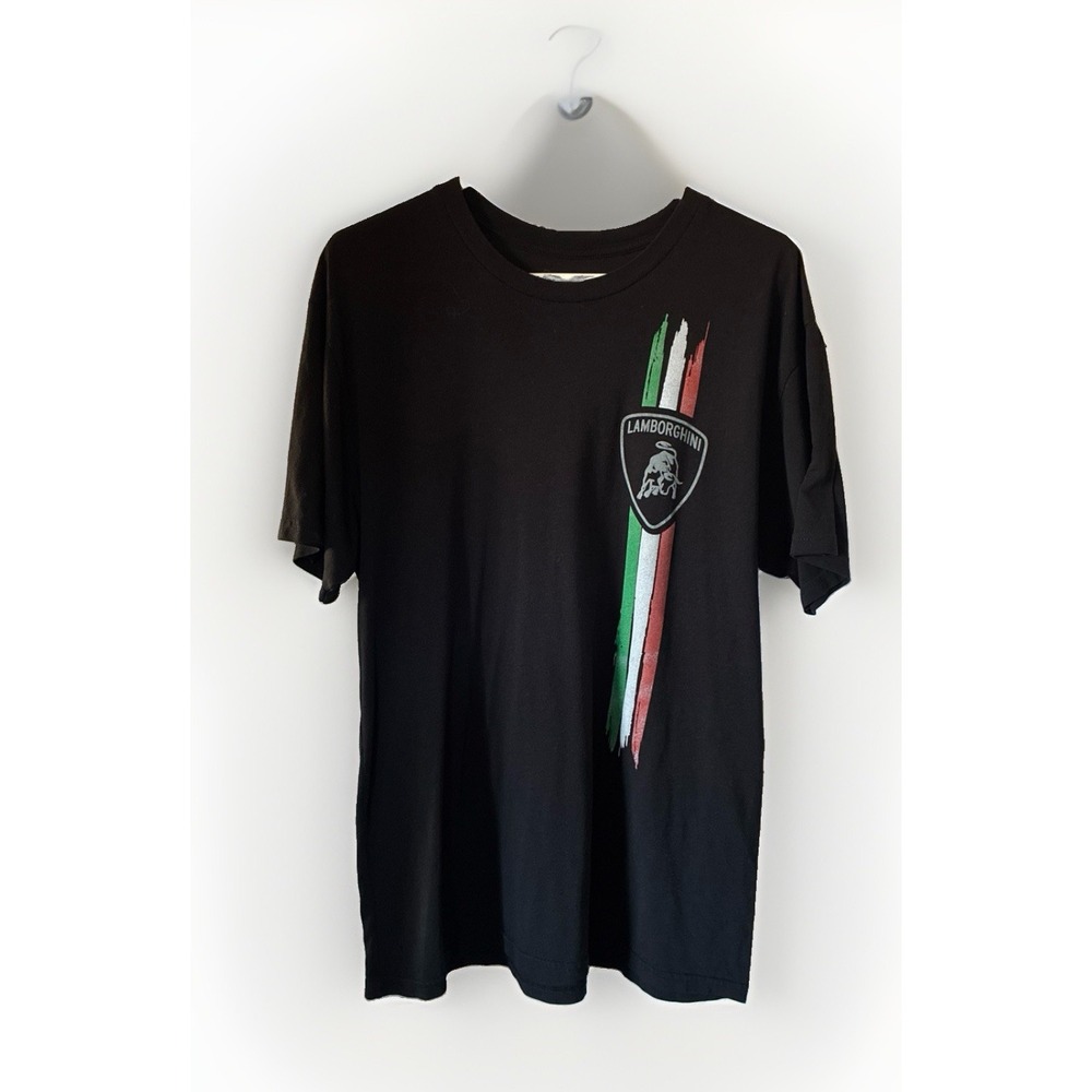 Automobili Lamborghini Newport Beach Black Crest Patch MENS L Italian Stripe
